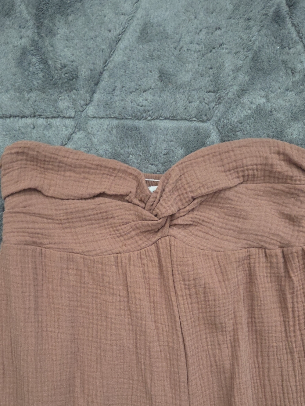 Brown Wide Leg Strapless 100% Cotton Gauzy Jumpsuit Summer Beach Resortwear Lg. - Picture 10 of 11